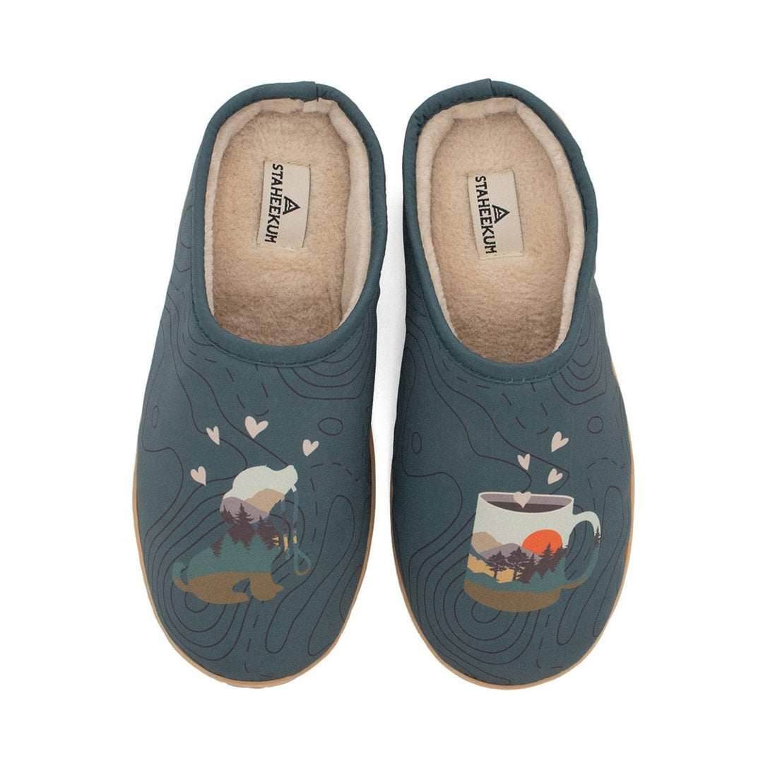 Women's Rise And Shine Dog Slipper - Teal - Staheekum