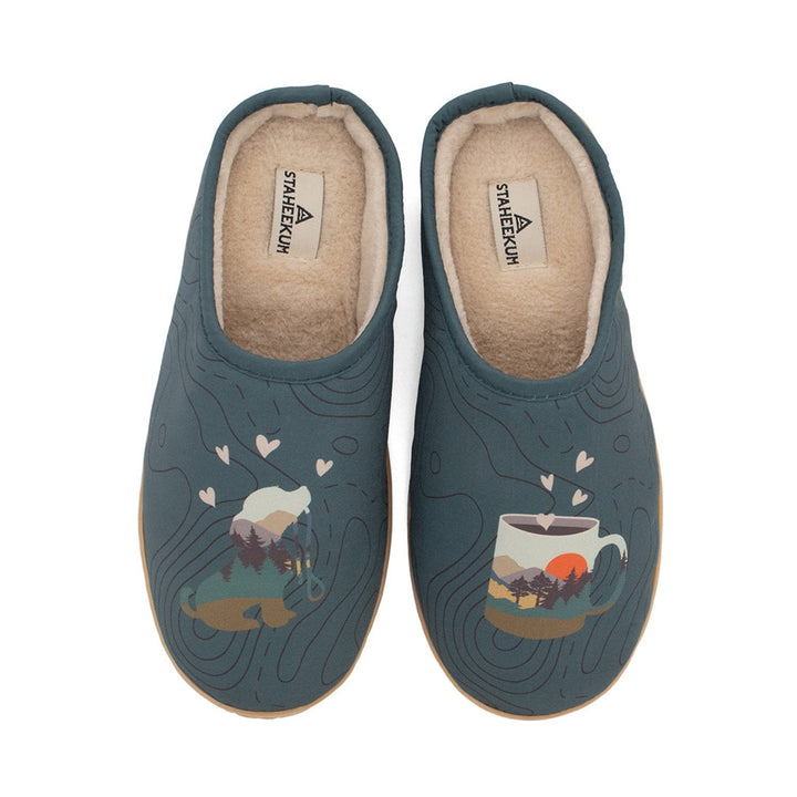 Women's Rise And Shine Dog Slipper - Teal - Staheekum